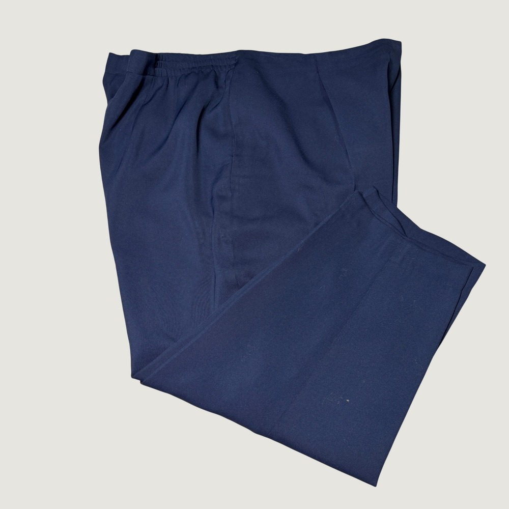 Women's Dress Pants 26W Navy Blue Polyester Lined Elastic Back Waist